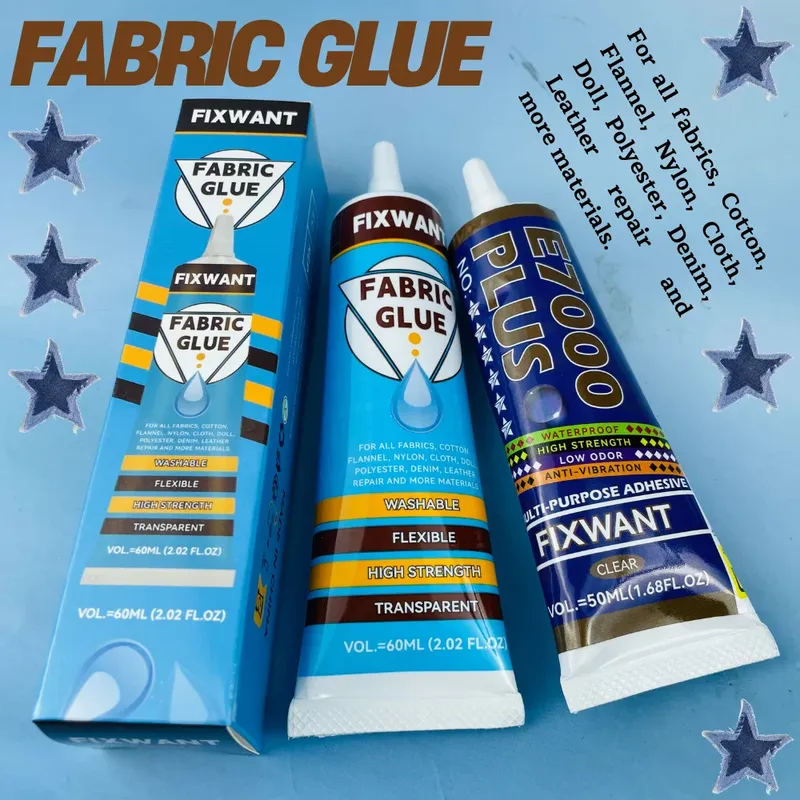 Colle textile transparente 60ml séchage rapide pour cuir coton