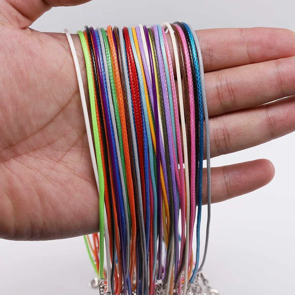 Corde cuir ciré 50 cm 30 pièces pour bijoux
