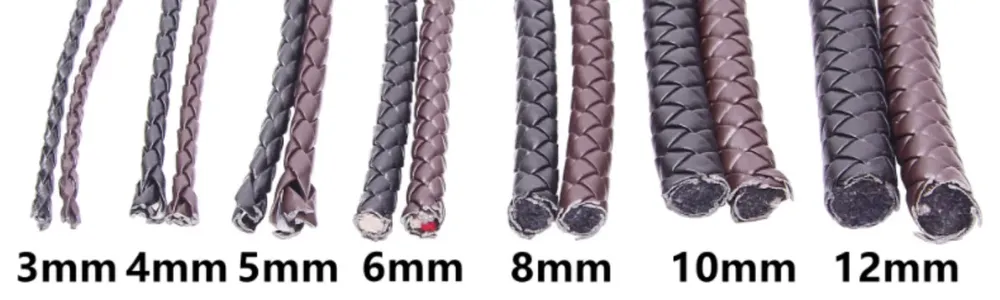 Cordon cuir PU tressé 3 à 12 mm 2 à 5 m