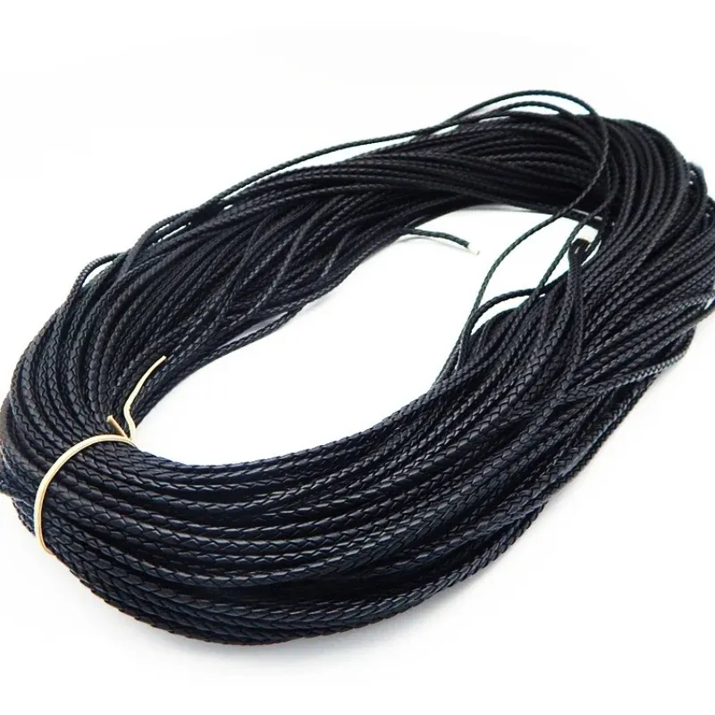Cordon cuir tressé 3 à 6 mm 5 m pour bijoux