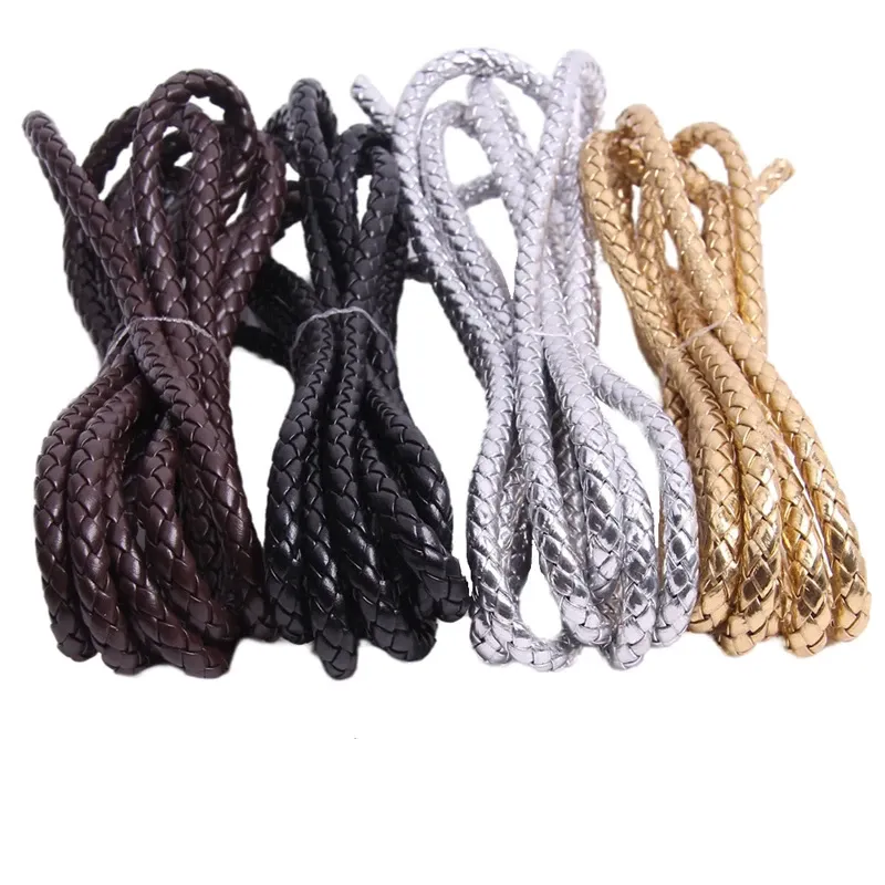 Cordon cuir tressé 3 à 6 mm 5 m pour bijoux
