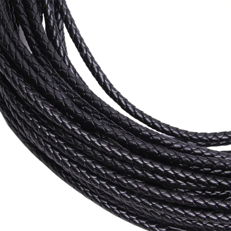 Cordon cuir tressé 3 à 6 mm 5 m pour bijoux
