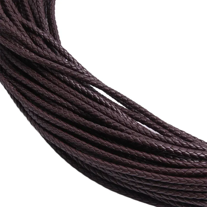 Cordon cuir tressé 3 à 6 mm 5 m pour bijoux