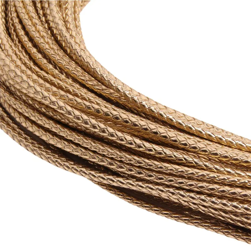 Cordon cuir tressé 3 à 6 mm 5 m pour bijoux