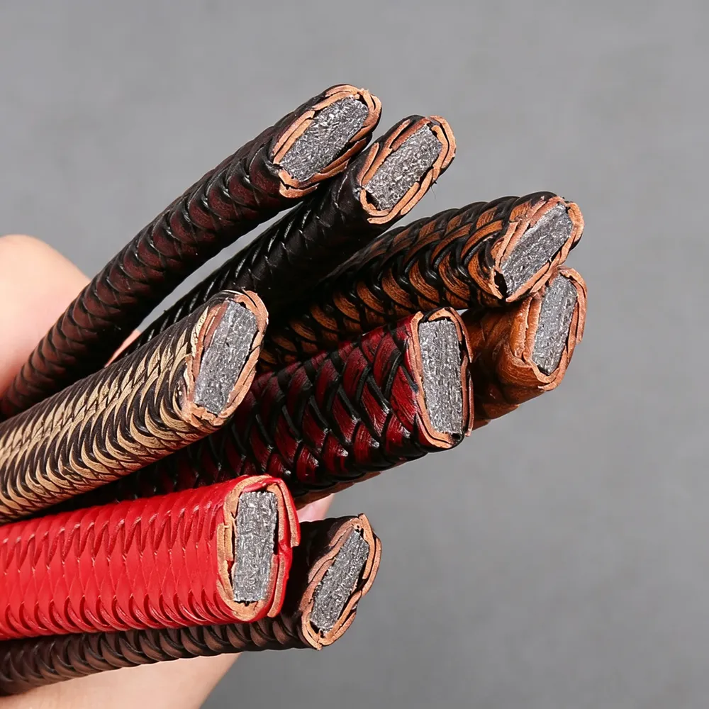 Cordon cuir tressé 8 à 12 mm 1 m pour bijoux