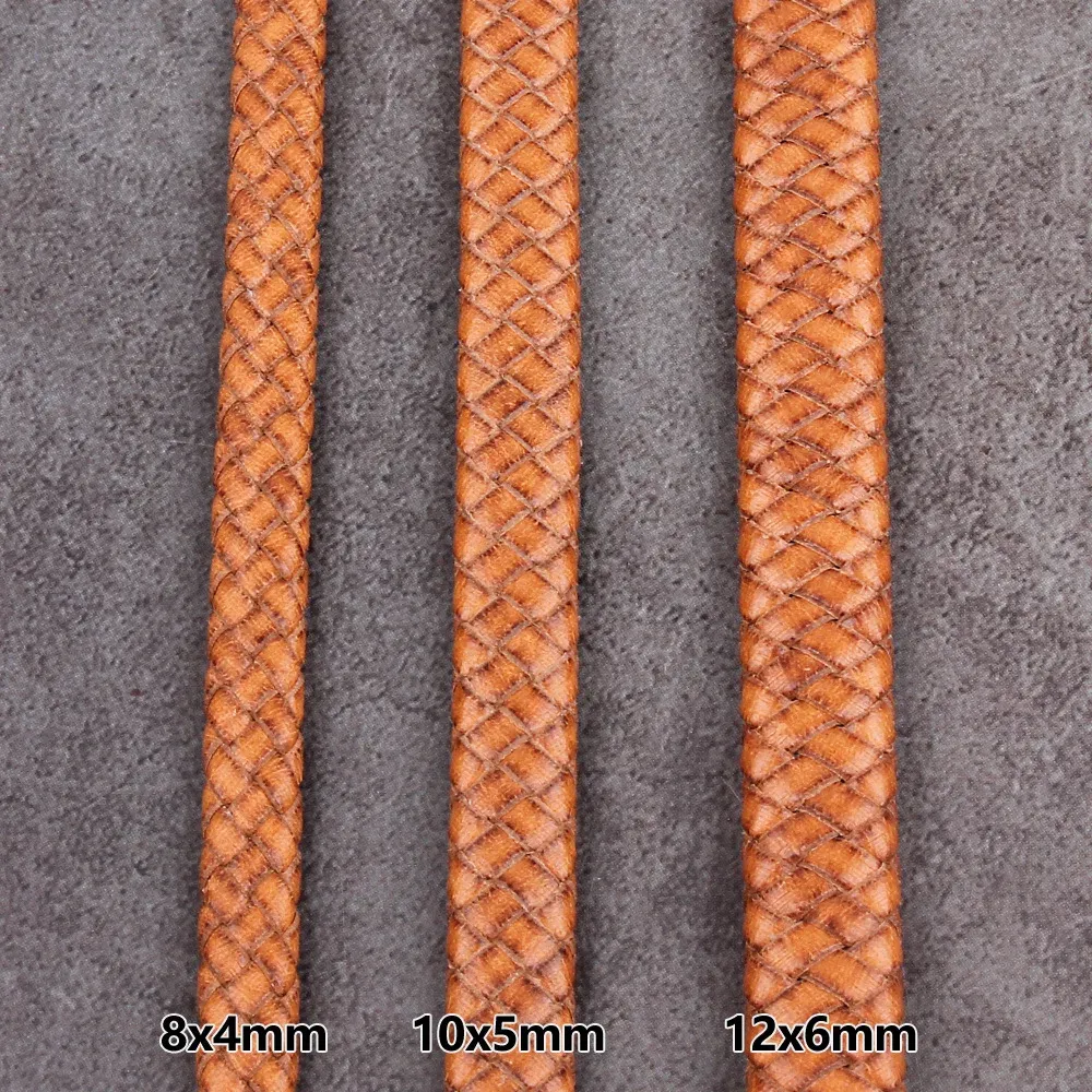 Cordon cuir tressé 8 à 12 mm 1 m pour bijoux