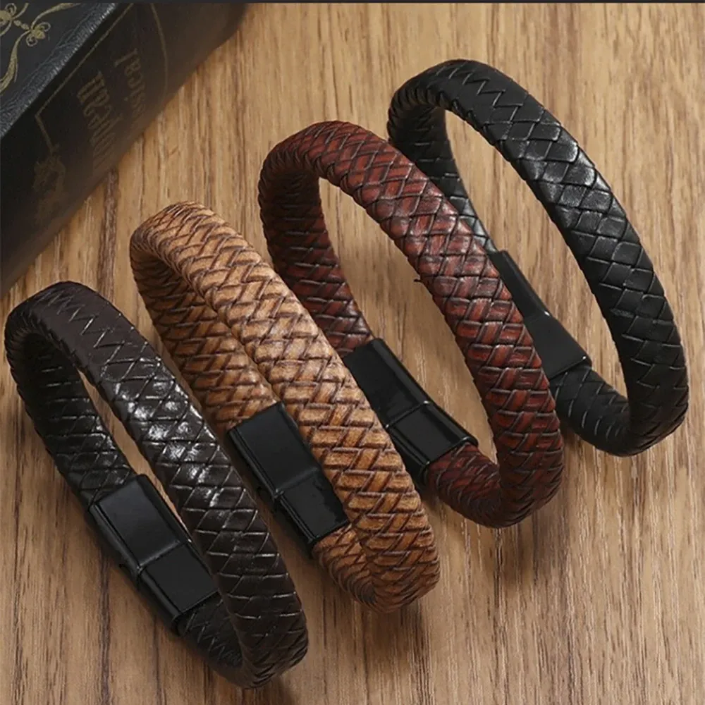 Cordon cuir tressé 8 à 12 mm 1 m pour bijoux