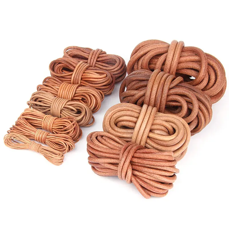 Cordon cuir véritable rond 1 à 8 mm 2 m