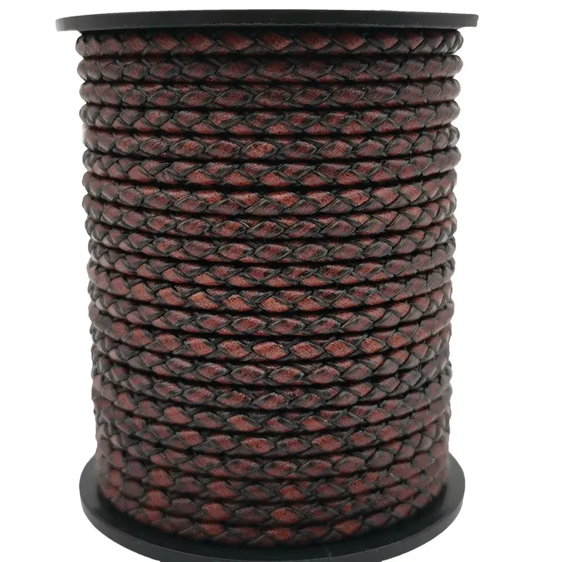 Cordon cuir véritable tressé 3 mm 1 yard