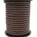 Cordon cuir véritable tressé 3 mm 1 yard – Color dark brown