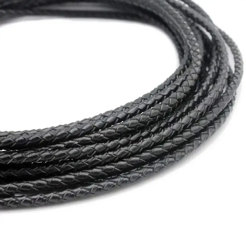 Cordon cuir véritable tressé 3 mm 1 yard
