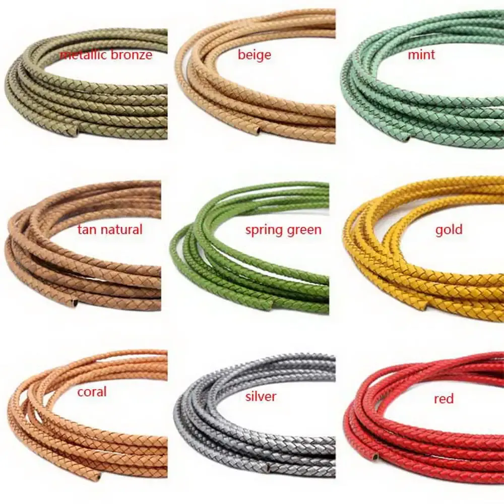 Cordon cuir véritable tressé 3 mm 1 yard