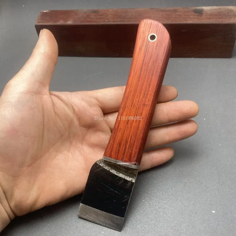Couteau découpe cuir lame acier rapide manche bois