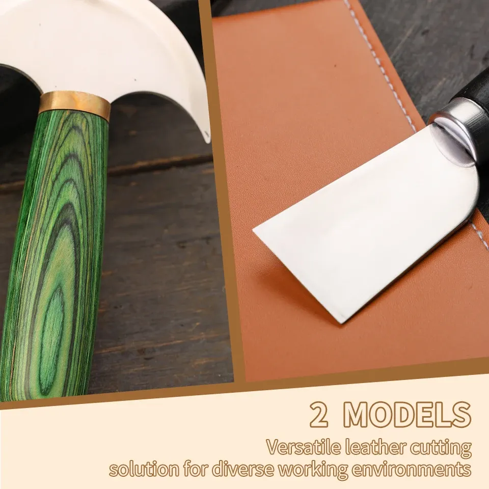 Couteau découpe cuir manche bois