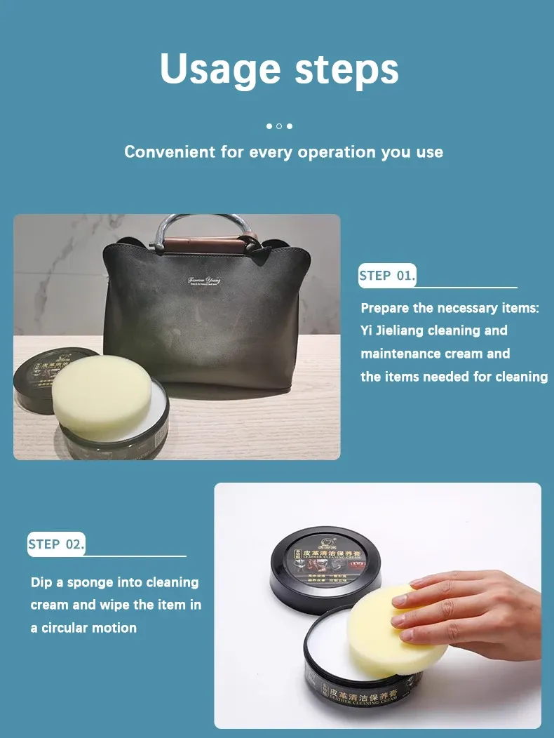 Crème nettoyage cuir 130 à 160 g pour canapés et sacs