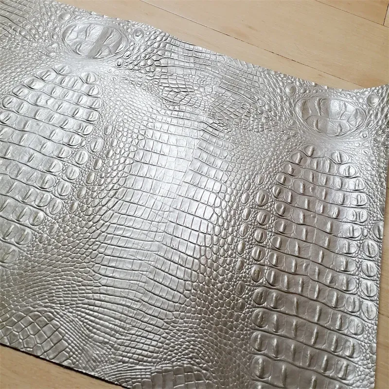 Cuir de vachette crocodile argenté 1,1 mm