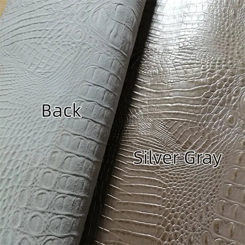 Cuir de vachette crocodile argenté 1,1 mm