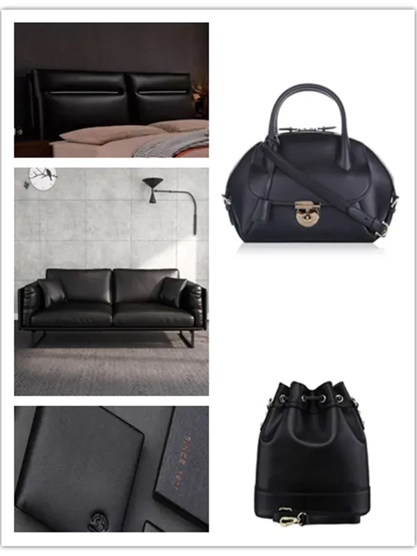 Cuir de vachette nappa noir 1,2 mm pour sacs