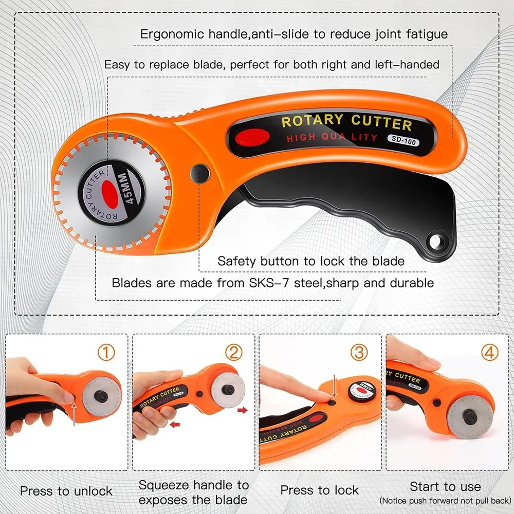 Cutter rotatif cuir 45 mm 5 lames