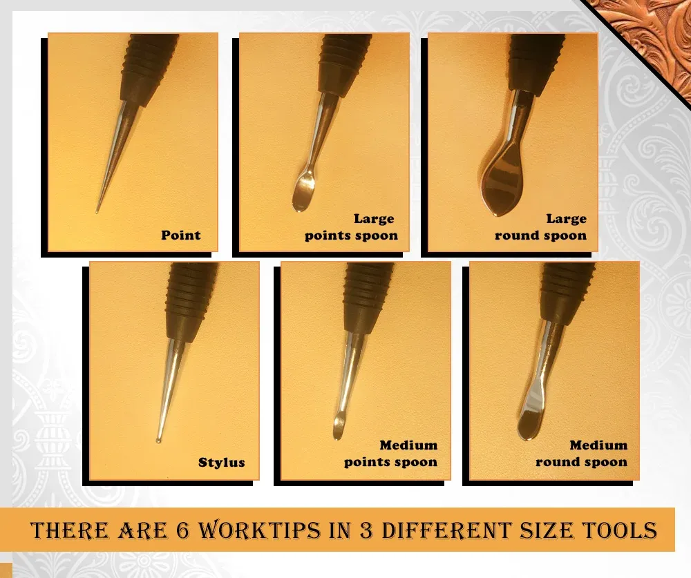 Ensemble 3 outils de gaufrage pour cuir