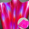 Feuille similicuir PU miroir 3D A5 arc-en-ciel – Couleur Rose rouge 20 x 15 cm