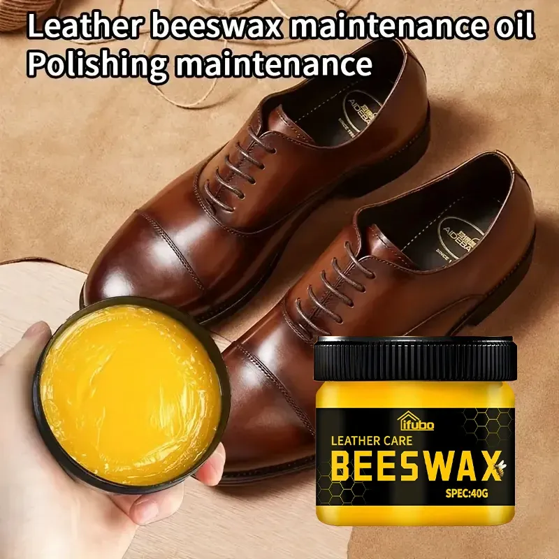 Huile entretien cuir cire d'abeille pour chaussures et canapés