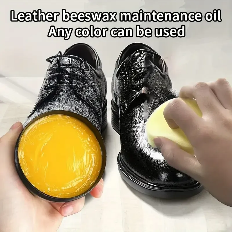 Huile entretien cuir cire d'abeille pour chaussures et canapés