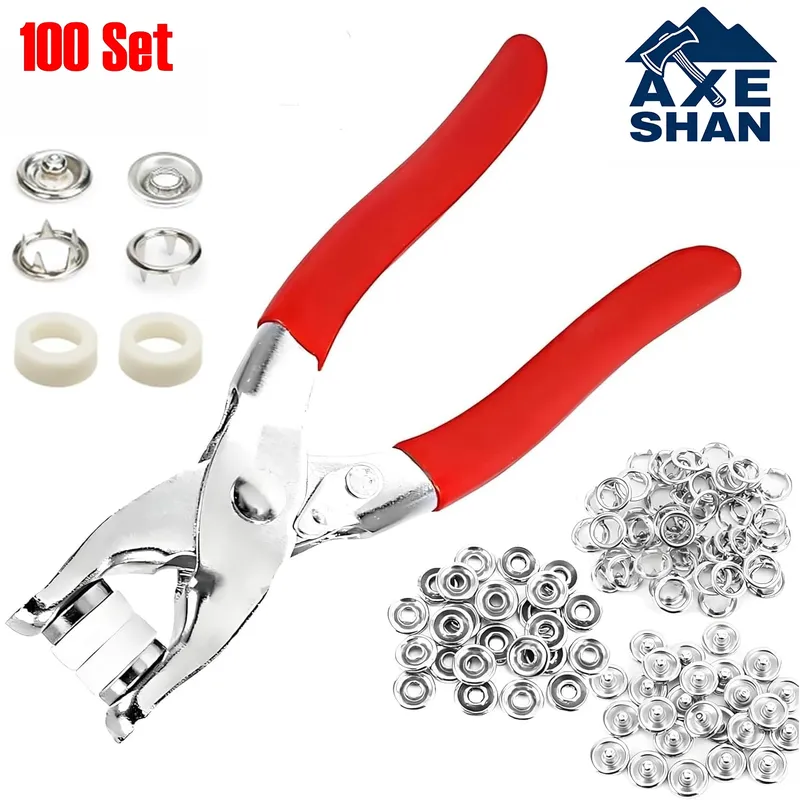 Kit 100 boutons-pression avec pince pour cuir et vêtements