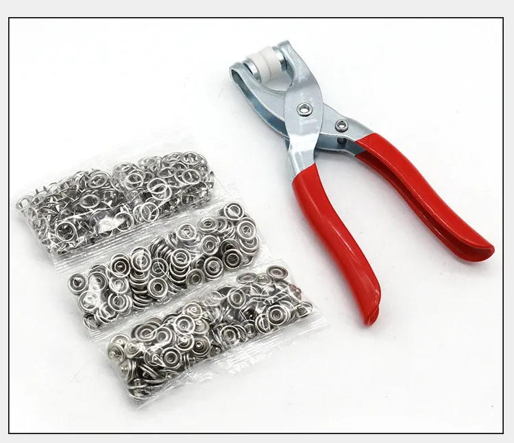 Kit 100 boutons-pression avec pince pour cuir et vêtements