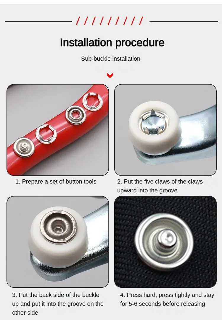 Kit 100 boutons-pression avec pince pour cuir et vêtements