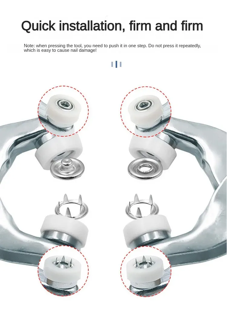 Kit 100 boutons-pression avec pince pour cuir et vêtements