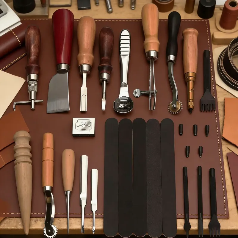 Kit 18 outils cuir multifonctions pour réparation et production