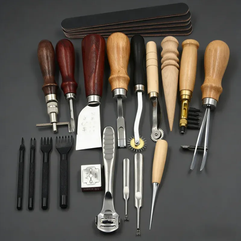 Kit 18 outils cuir multifonctions pour réparation et production
