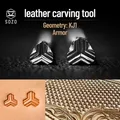 Kit 2 timbres acier inoxydable sculpture cuir motifs géométriques – 1