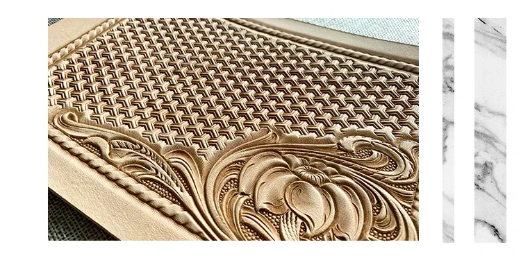 Kit 2 timbres acier inoxydable sculpture cuir motifs géométriques