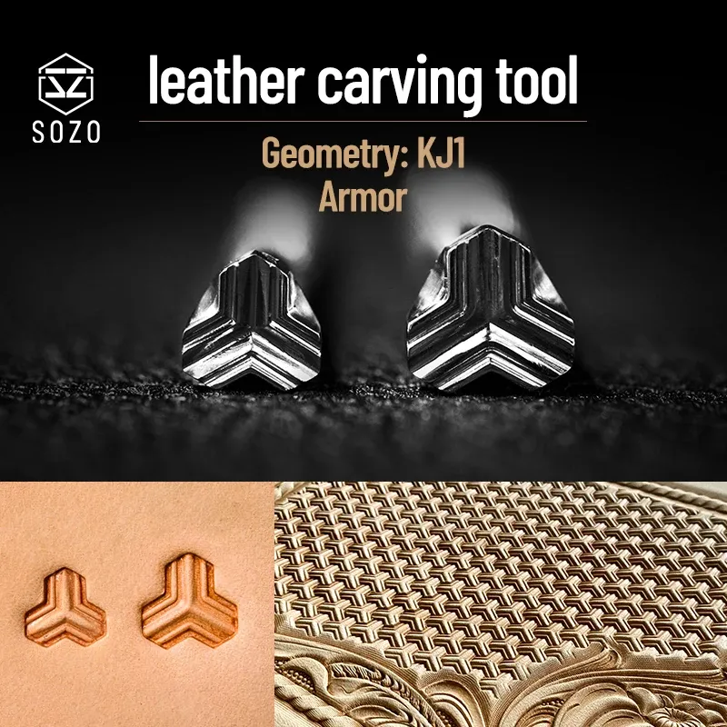 Kit 2 timbres acier inoxydable sculpture cuir motifs géométriques