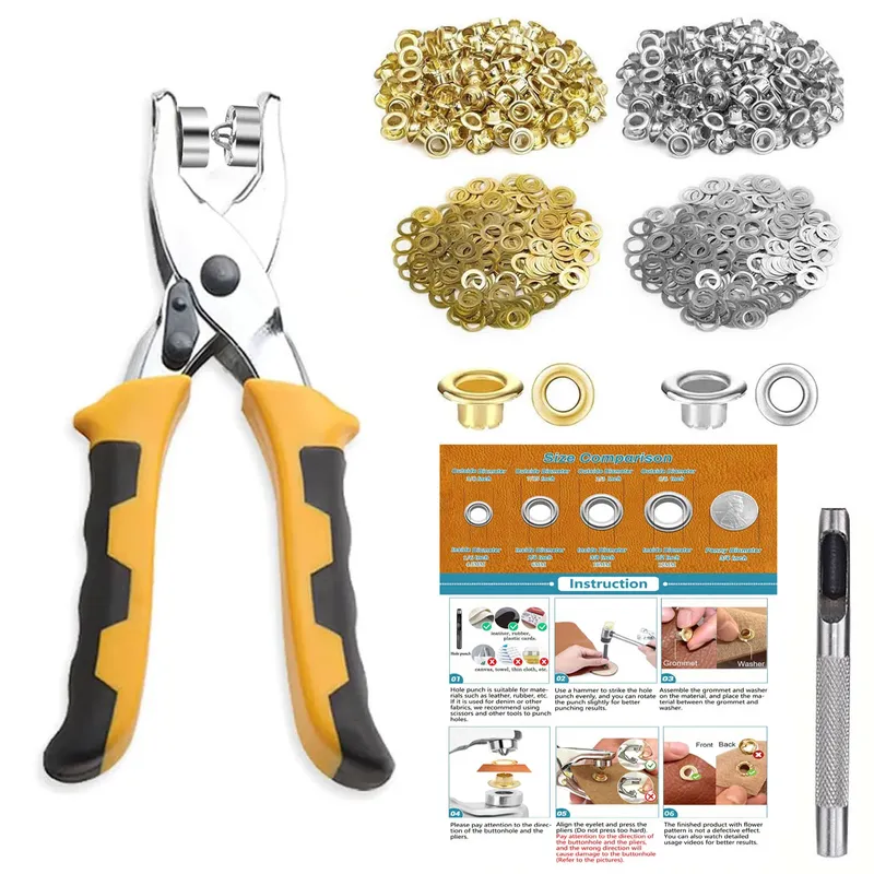 Kit 200 œillets 6 mm avec pince et presse manuelle