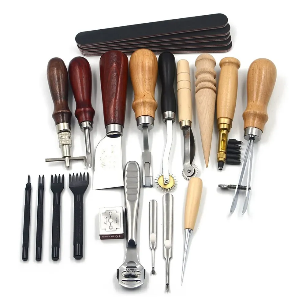 Kit 23 outils cuir pour fabrication sacs et réparation