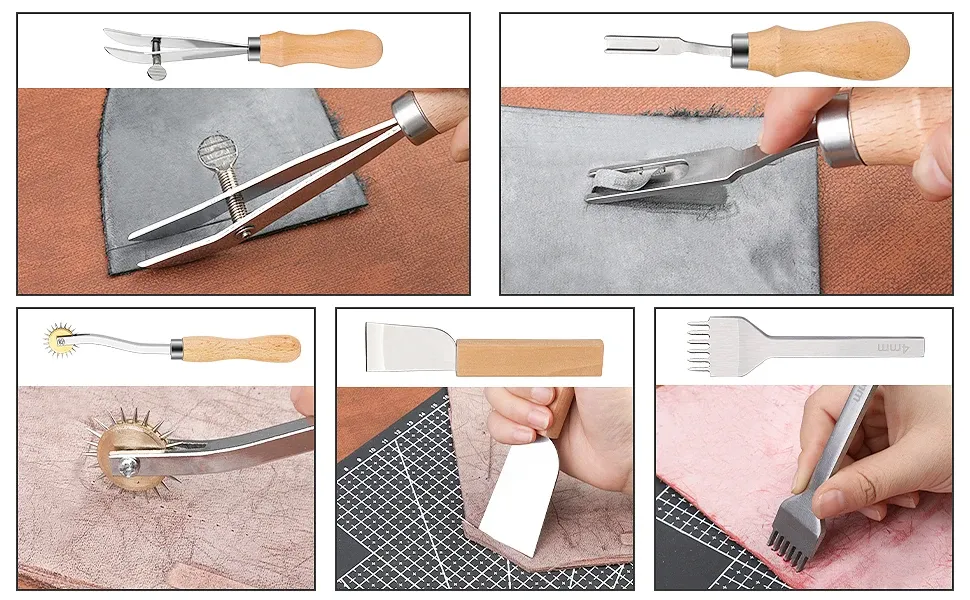 Kit 23 pièces outils maroquinerie cuir