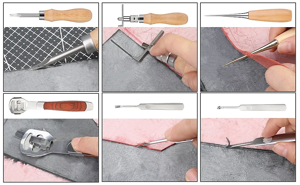 Kit 23 pièces outils maroquinerie cuir