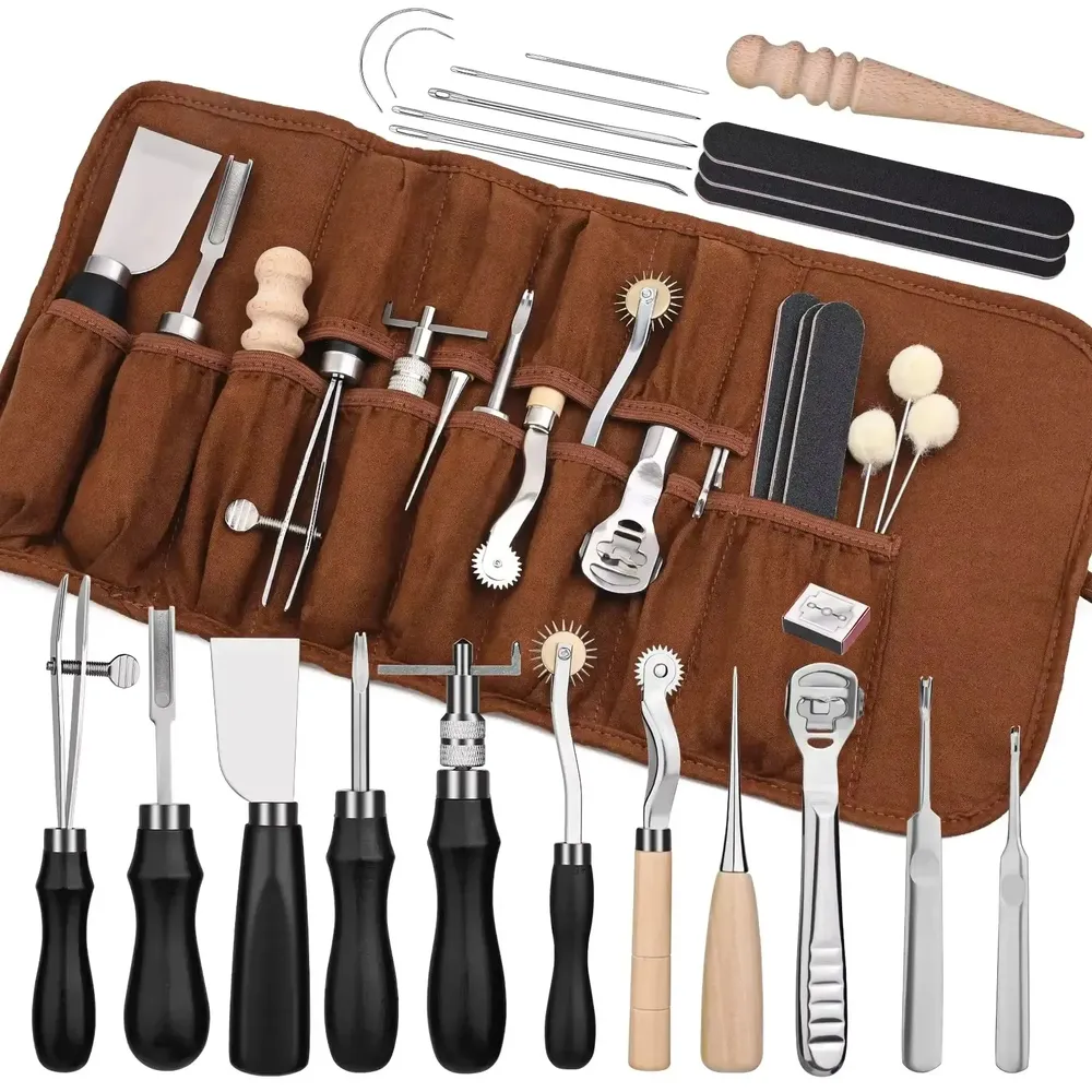 Kit 37 outils cuir main coupe couture artisanat débutants