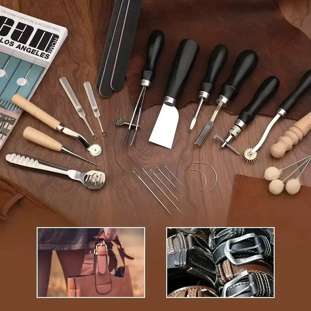 Kit 37 outils cuir main coupe couture artisanat débutants