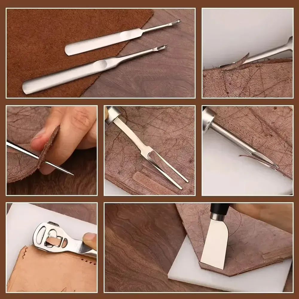 Kit 37 outils cuir main coupe couture artisanat débutants