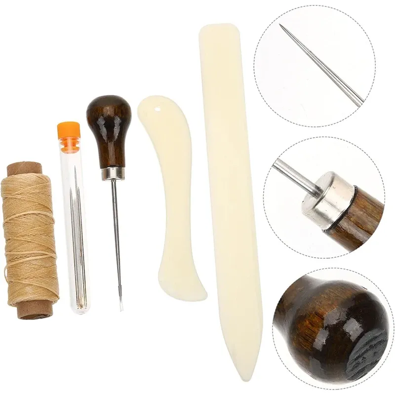 Kit 5 outils cuir couture reliure et réparation débutants