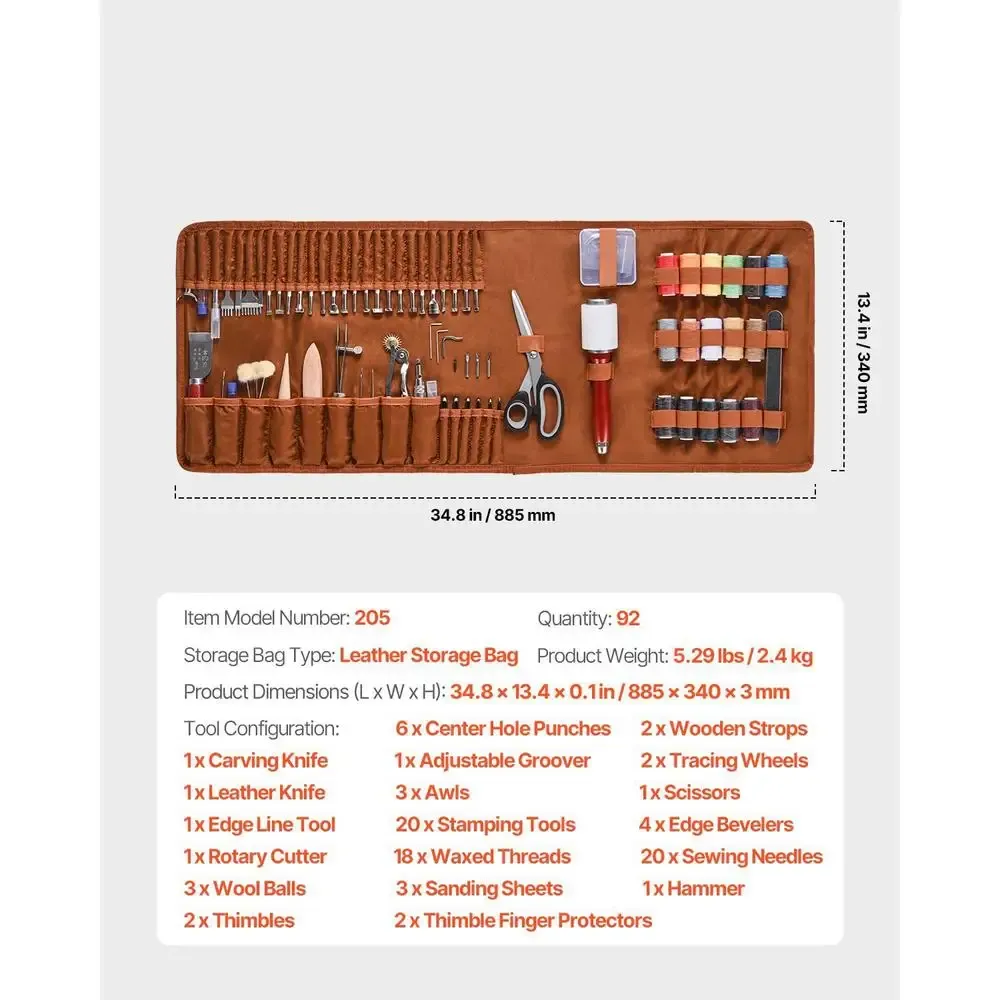 Kit 92 outils cuir gravure poinçonnage couture