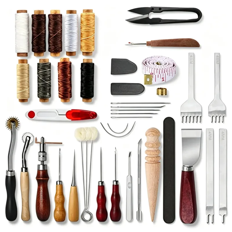 Kit complet outils cuir fil ciré et poinçonnage débutants
