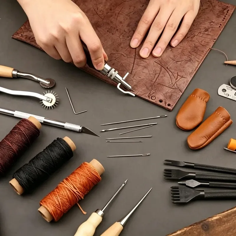 Kit complet outils cuir fil ciré et poinçonnage débutants