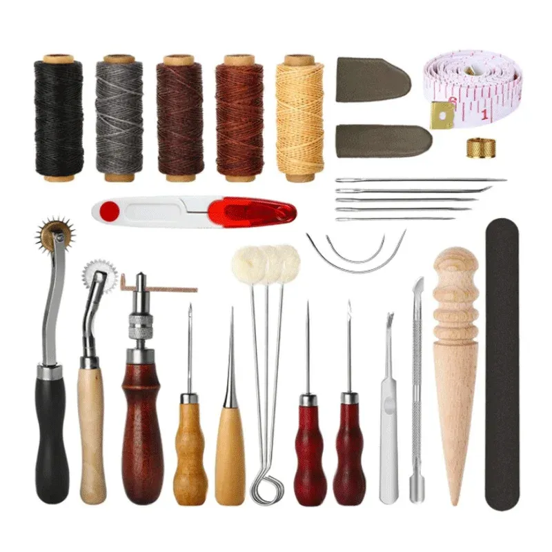 Kit complet outils cuir poinçon couture aiguille et fournitures