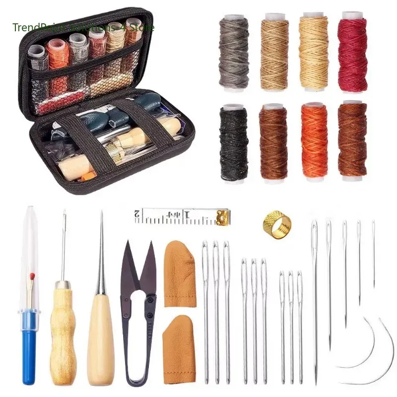 Kit couture cuir 28 à 32 pièces avec fil et aiguilles