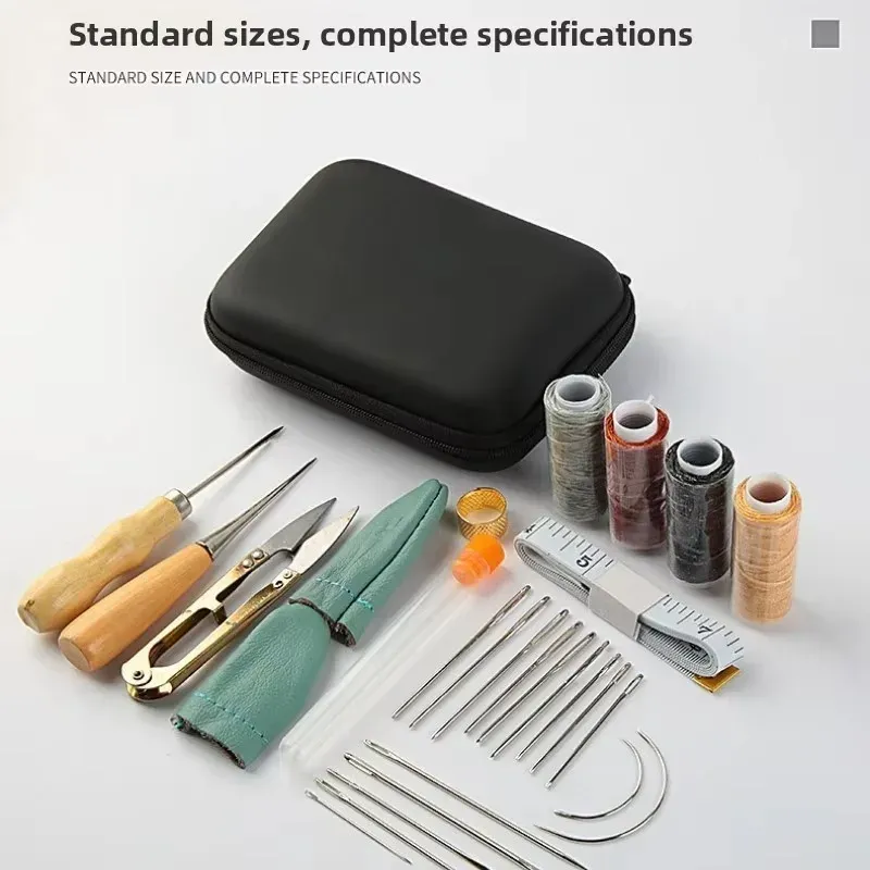 Kit couture cuir 28 à 32 pièces avec fil et aiguilles